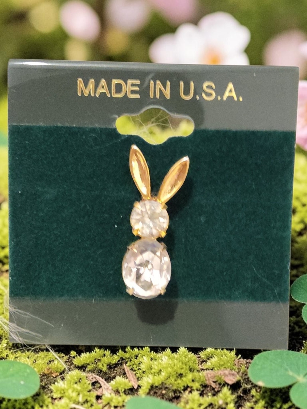 10 / $10 Gold-Tone Bunny Brooch with Clear Crystals -